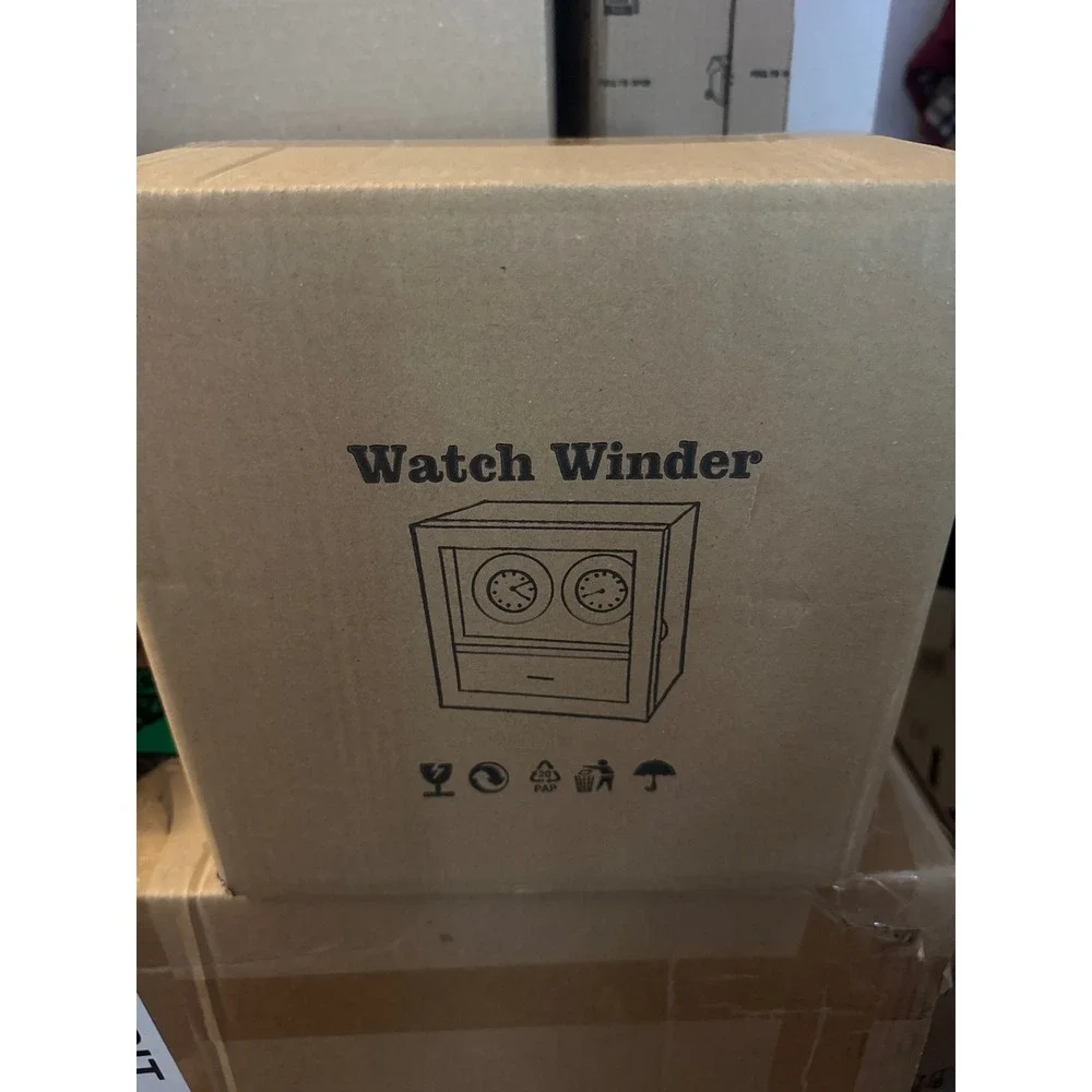 Double Automatic Watch Winder Jewelry Box Walnut Wood Rechargeable Dual Rotator‎